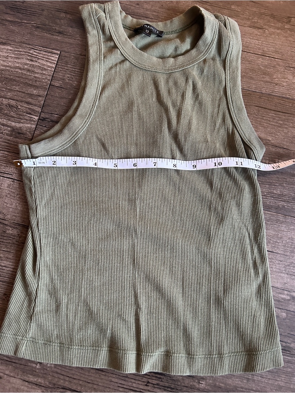 Dynamite Olive Green Ribbed Razorback Tank Top Small - Picture 5 of 7